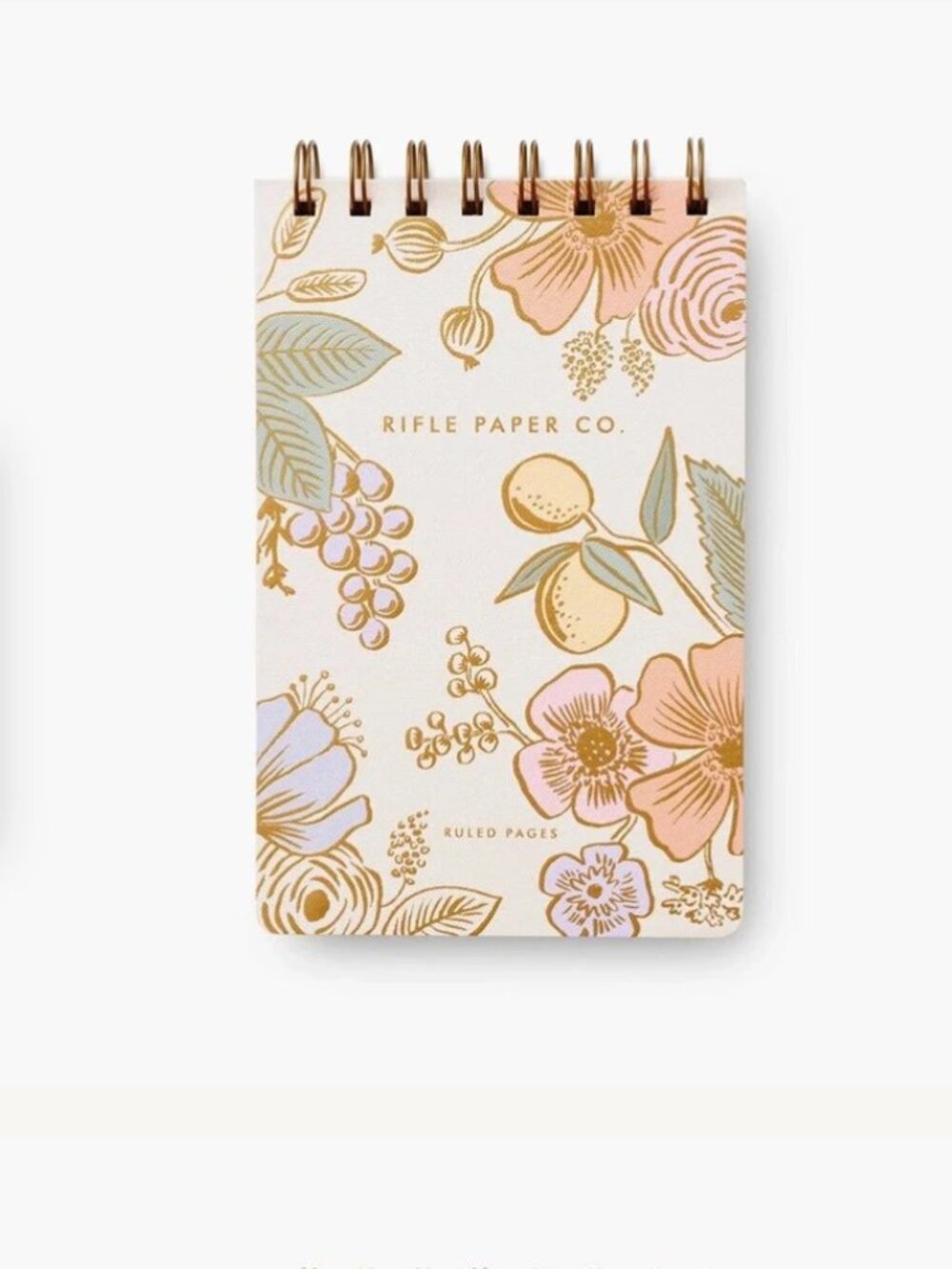 RIFLE PAPER CO Top Spiral Colette Notebook Ruled Pages Lemon Floral NEW